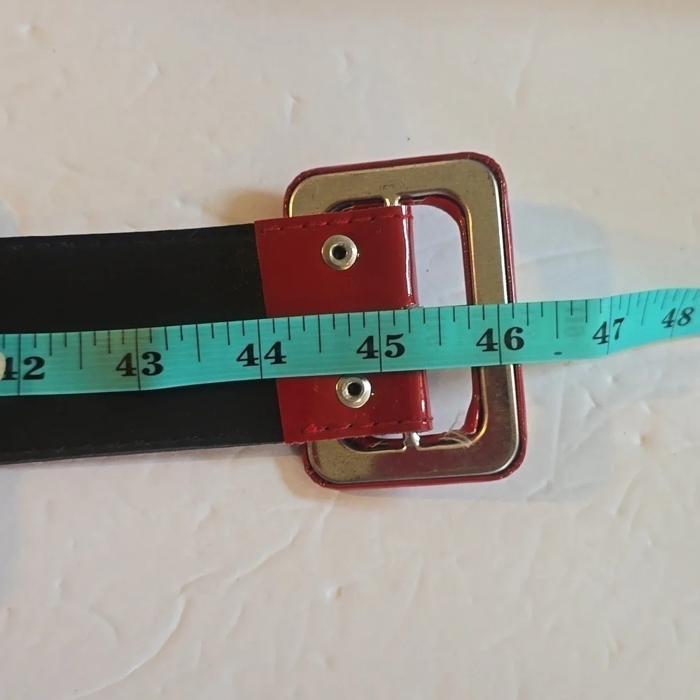 Womens RED Vintage Vinyl WIDE belt RETRO Rockabilly Mod Sz.M/L